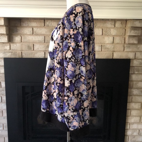 Forever21 Brooklyn Black Purple Floral Crewneck No 95 Pullover size 3X - Picture 4 of 11